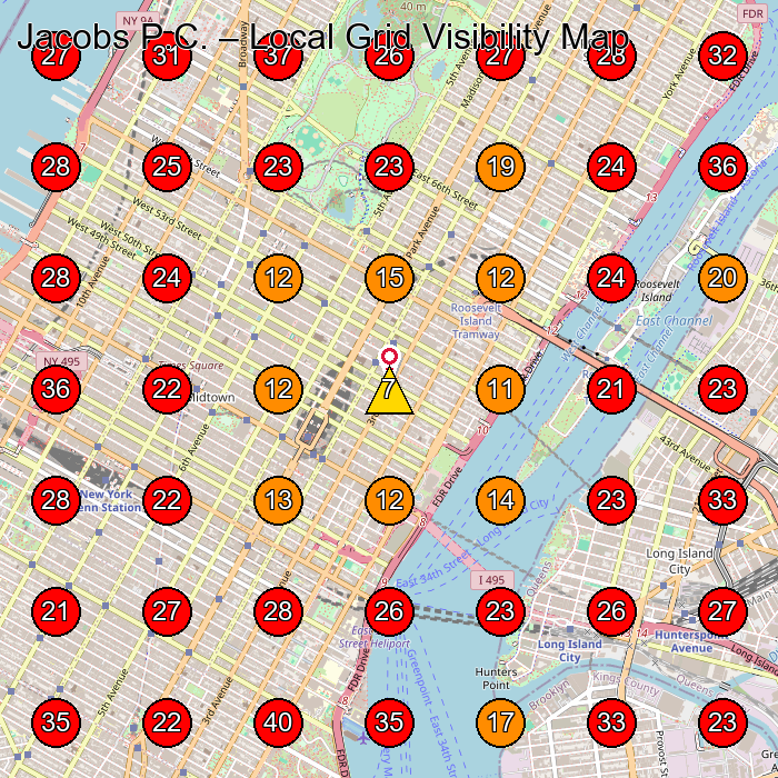 Jacobs P.C. GeoGrid visibility map for Bankruptcy Attorney in West New York